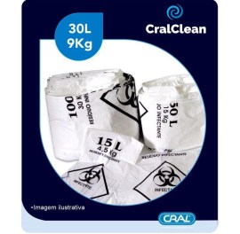 Saco Para Lixo Hospitalar Infectante Branco - 30 Litros - 100 Unid - Cral